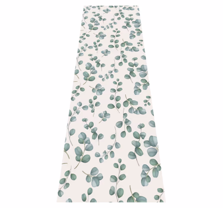 Nature vinyl carpet with watercolor leaves on beige - TenStickers