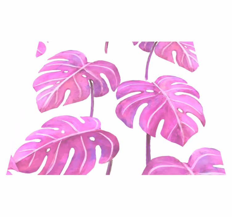Nature vinyl carpet with pink painted monstera - TenStickers