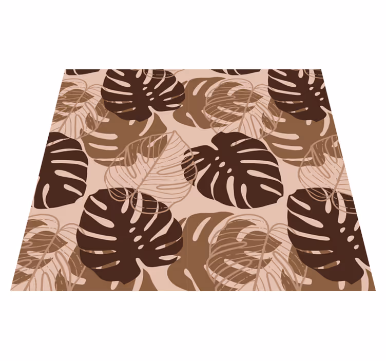 Nature vinyl carpet in brown tone monstera deliciosa - TenStickers