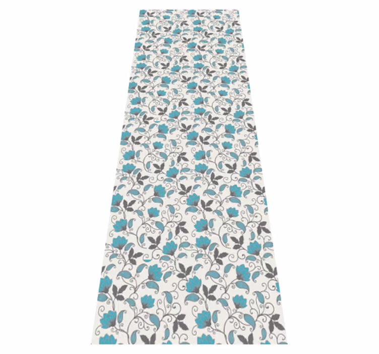 Nature vinyl carpet teal lotus flower design - TenStickers