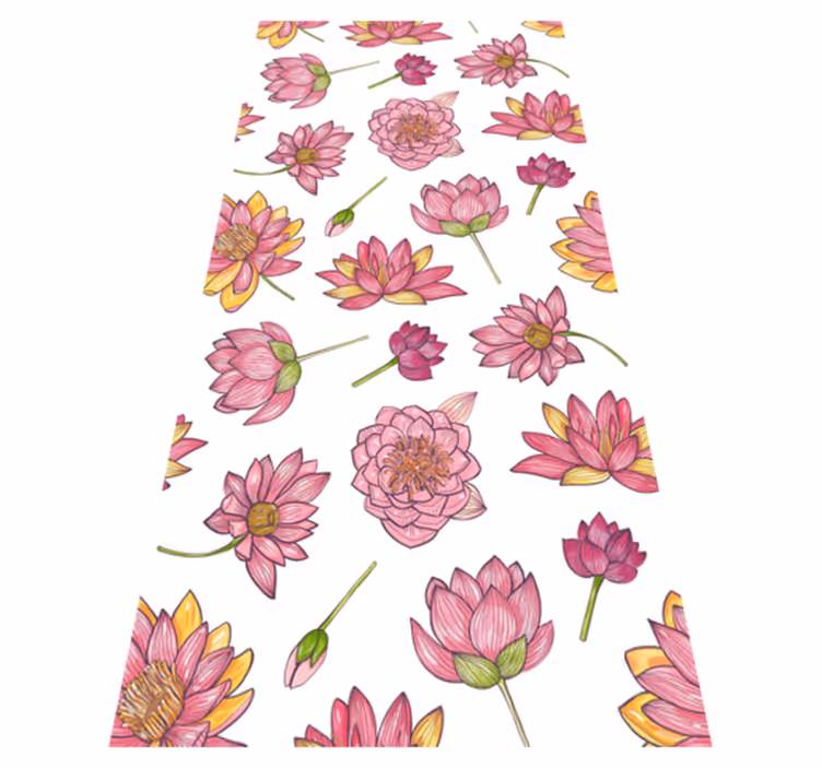 Nature vinyl carpet pink lotus flowers - TenStickers