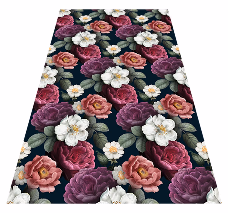 Nature vinyl carpet white floral petals design - TenStickers