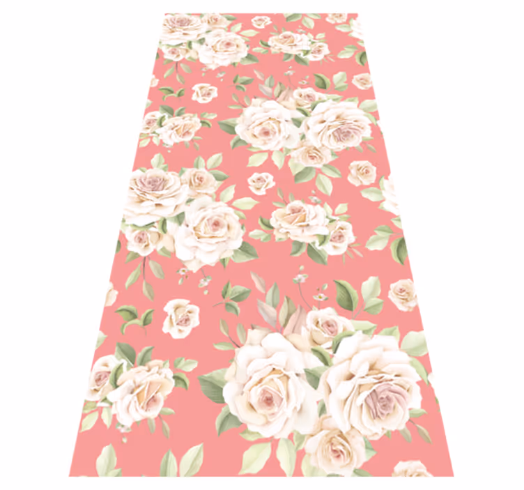 Nature vinyl carpet with vintage pink roses design - TenStickers