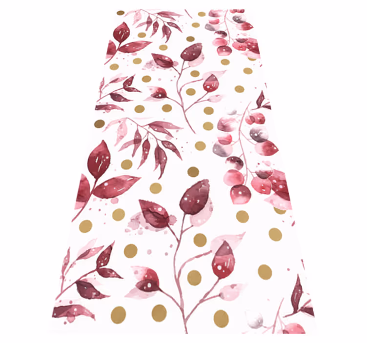 Nature vinyl carpet burgundy leaves with gold dots - TenStickers