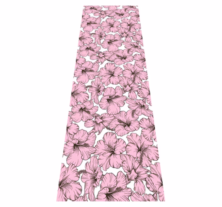 Nature vinyl carpet pink hibiscus flower pattern - TenStickers