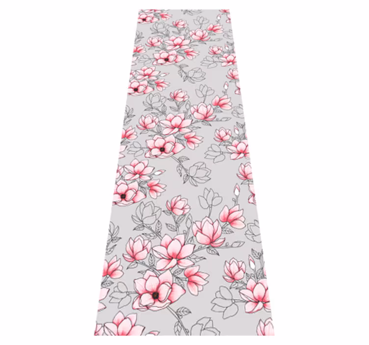 Nature vinyl carpet with magnolia flowers on silver - TenStickers