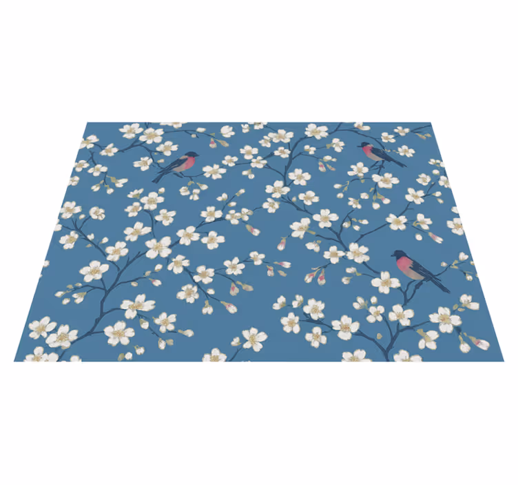 Nature vinyl carpet blue orchard birds - TenStickers