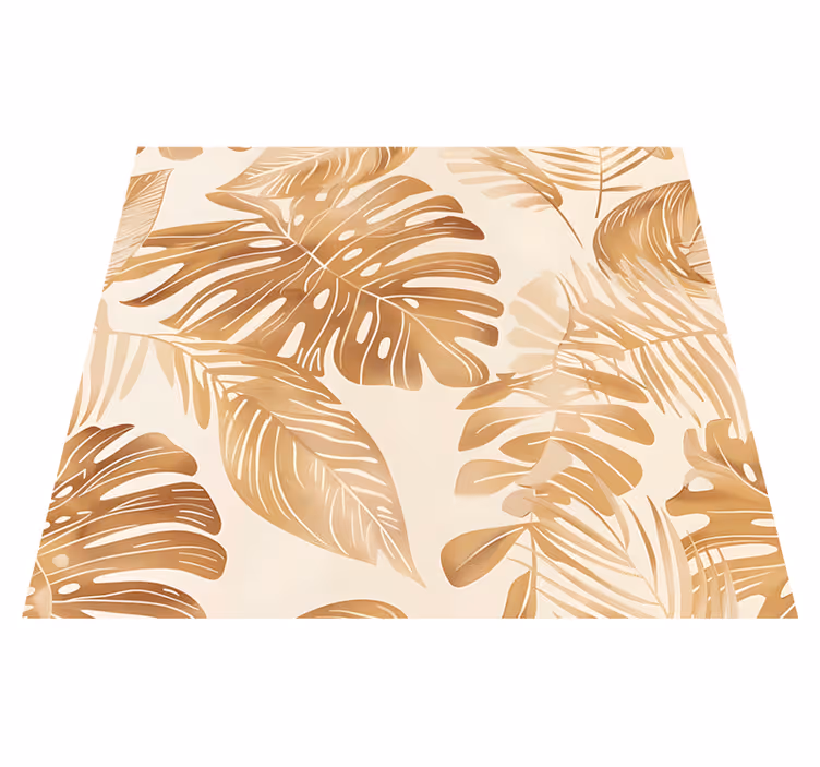 Nature vinyl carpet in beige large leaf design - TenStickers