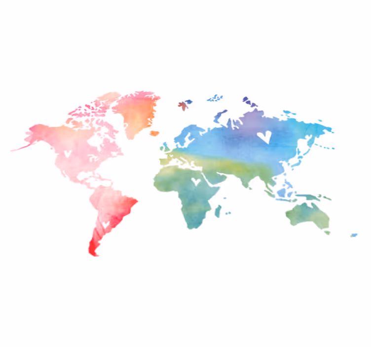 World map vinyl carpet watercolor texture design - TenStickers