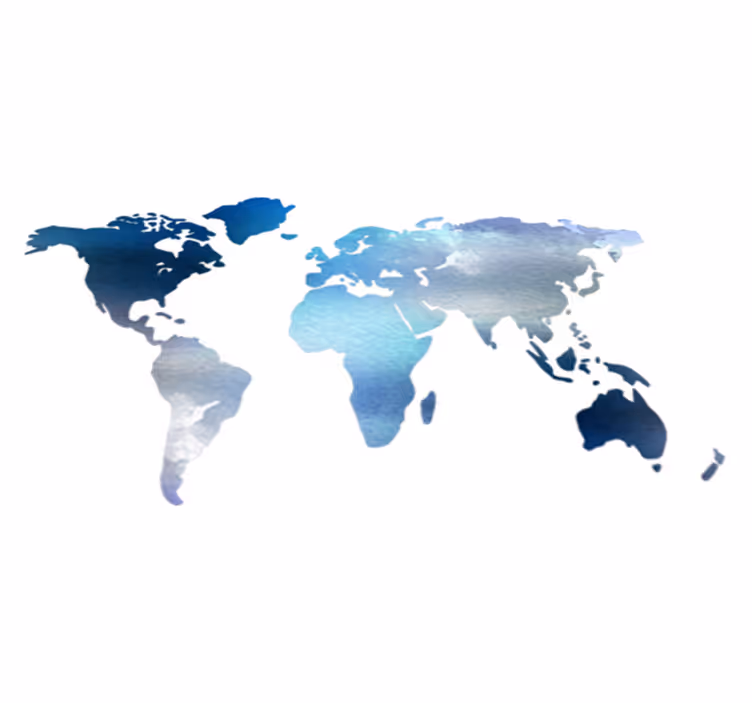 World map vinyl carpet watercolor world map blue tones - TenStickers
