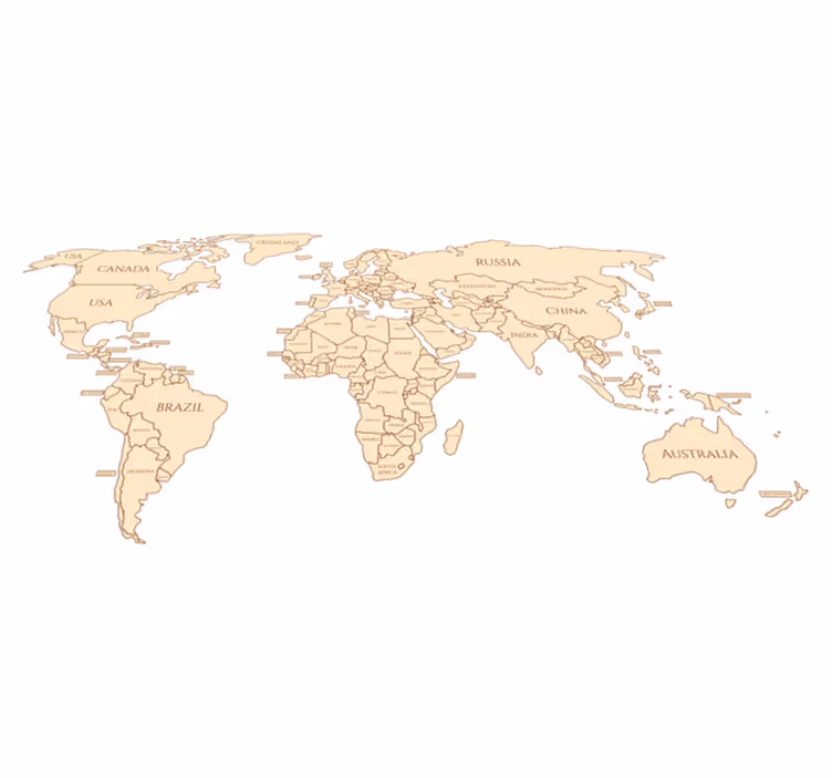 World map vinyl carpet with names - TenStickers