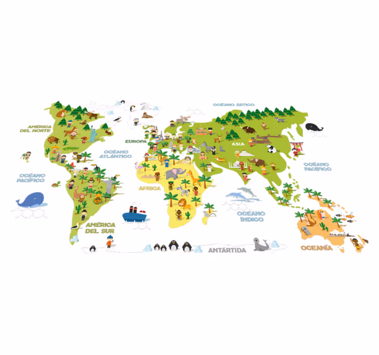 World map vinyl carpet for kids by countries - TenStickers