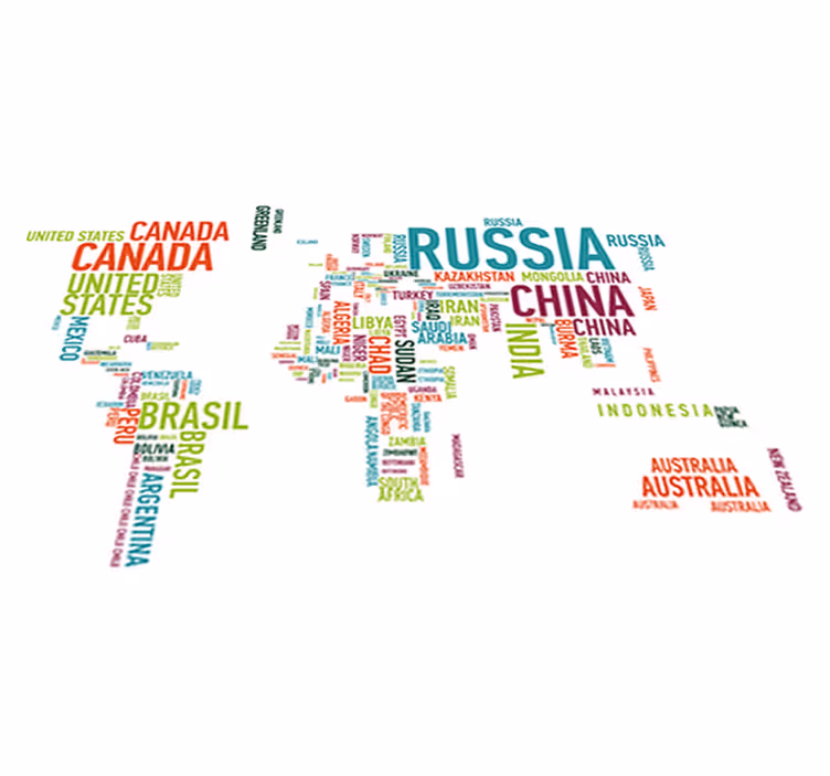 World map vinyl carpet colorful country design - TenStickers