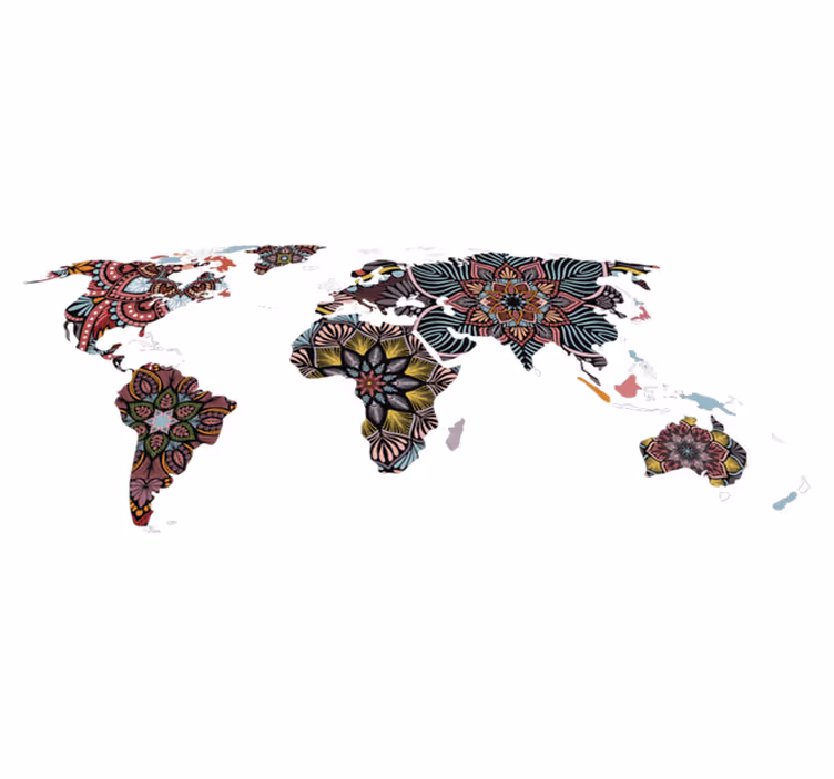 World map vinyl carpet mandala world map - TenStickers