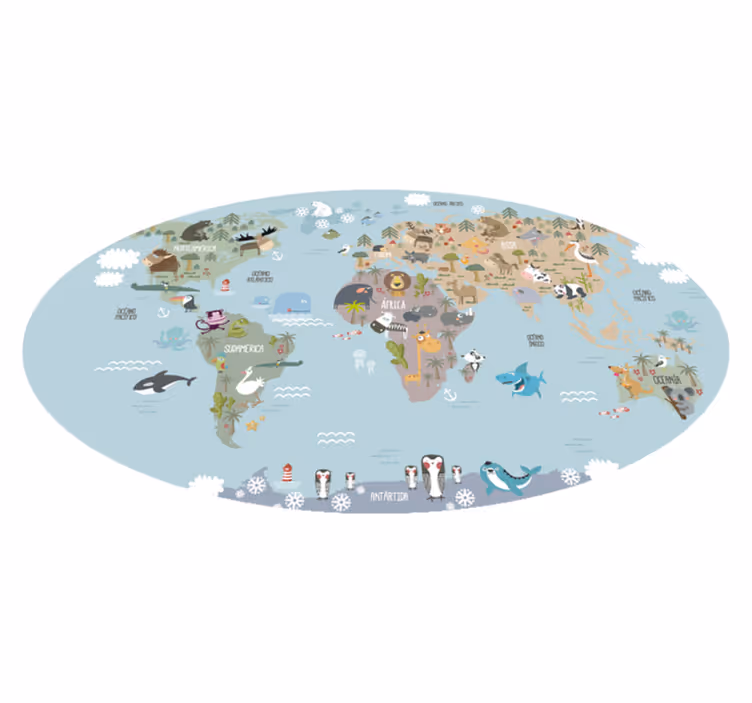 World map vinyl carpet pastel world map - TenStickers