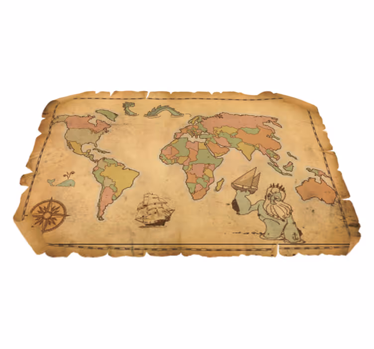 World map vinyl carpet antique decorative map - TenStickers