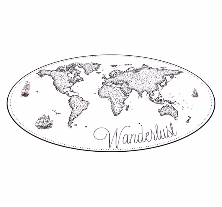 World map vinyl carpet wanderlust world map - TenStickers