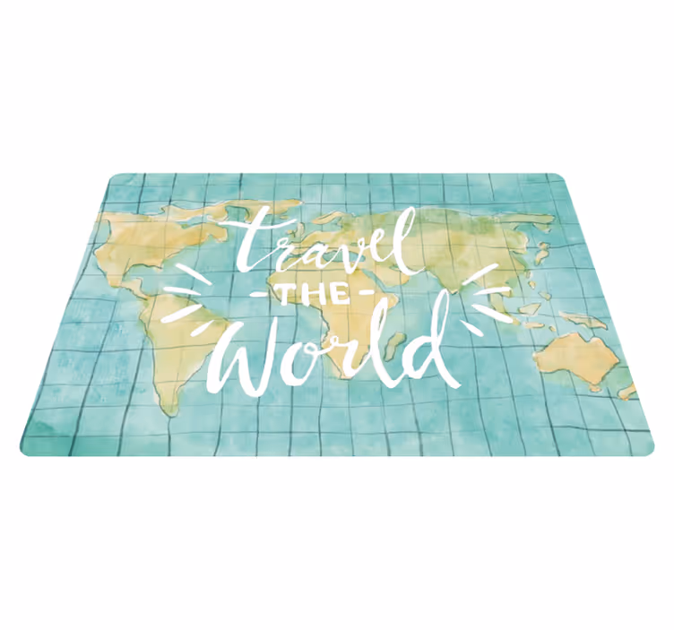 World map vinyl carpet travel the world map - TenStickers