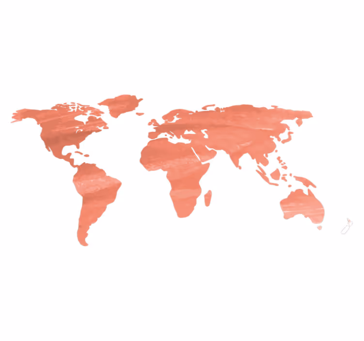 World map vinyl carpet in living coral texture - TenStickers