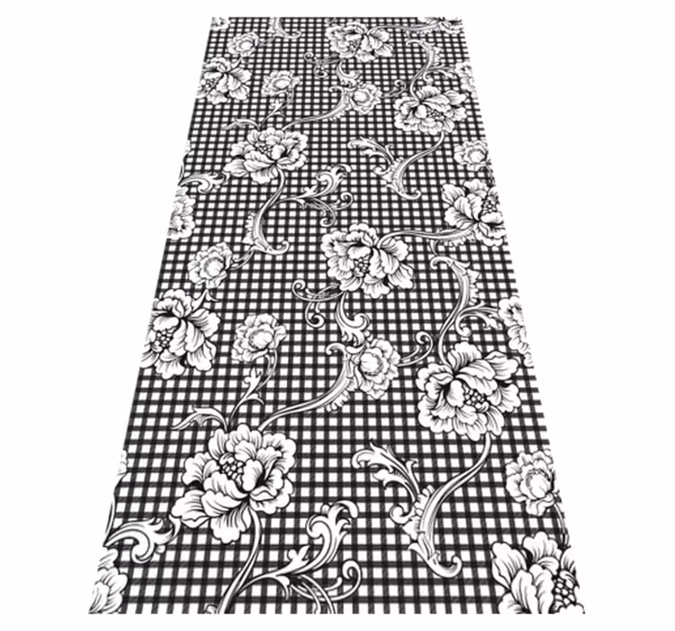 Vintage vinyl carpet in black and white gingham - TenStickers
