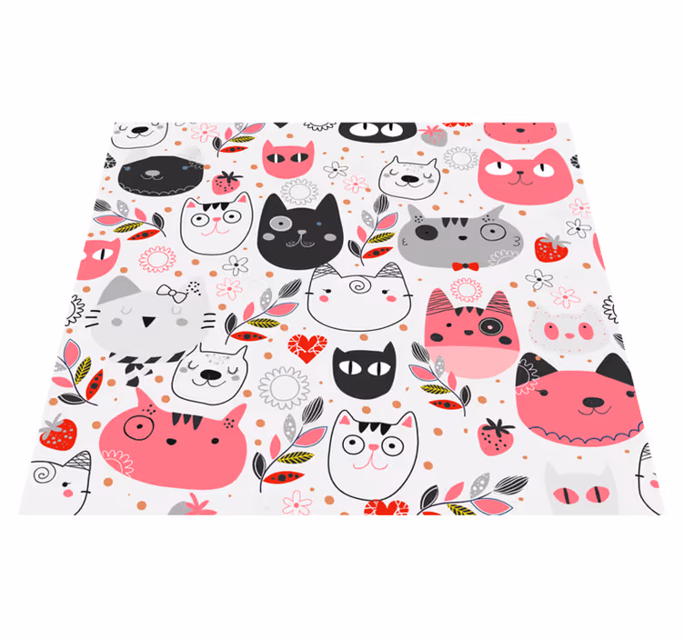 Illustrated cats animal vinyl carpet - TenStickers