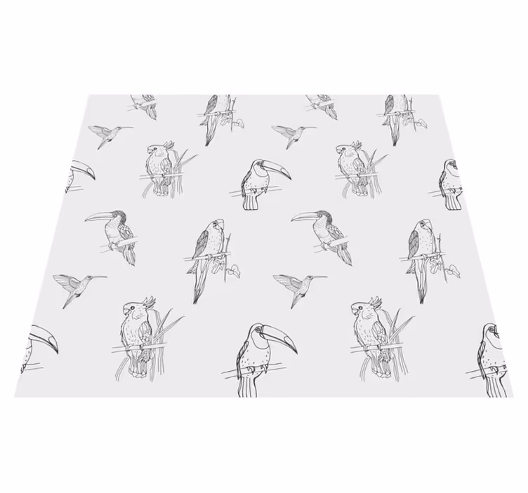 Animal vinyl carpet featuring parrots and toucans - TenStickers