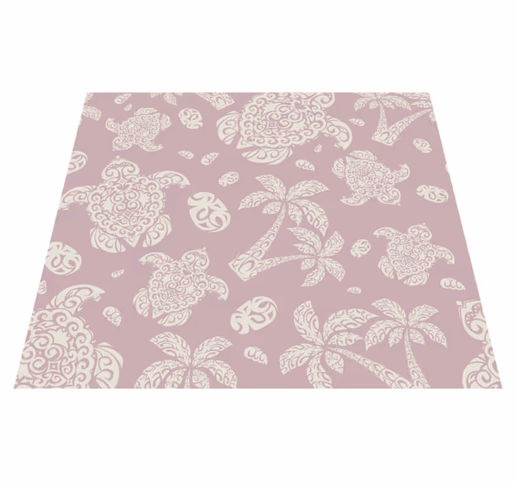 Animal vinyl carpet hawaiian turtle and palm design - TenStickers