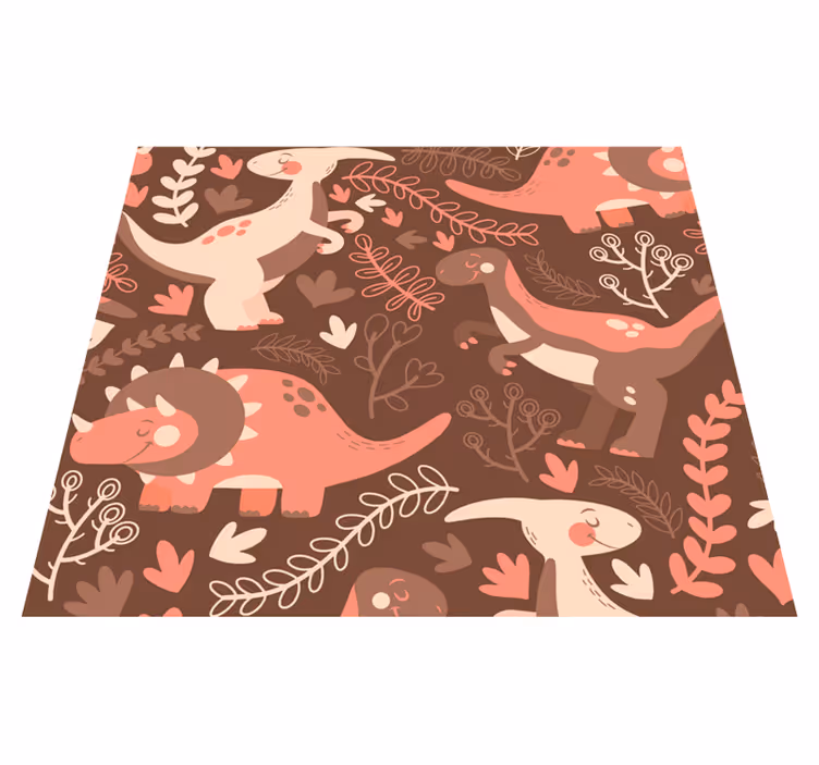 Animal vinyl carpet with dinosaur and leaf design - TenStickers