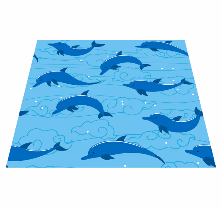 Animal vinyl carpet sky with clouds and dolphins - TenStickers