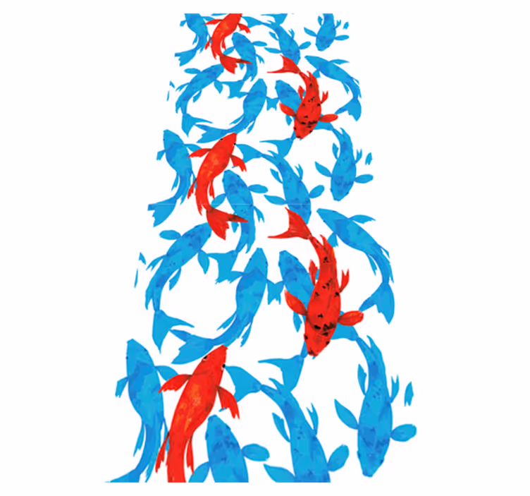 Animal vinyl carpet shoal of fish with red accent - TenStickers