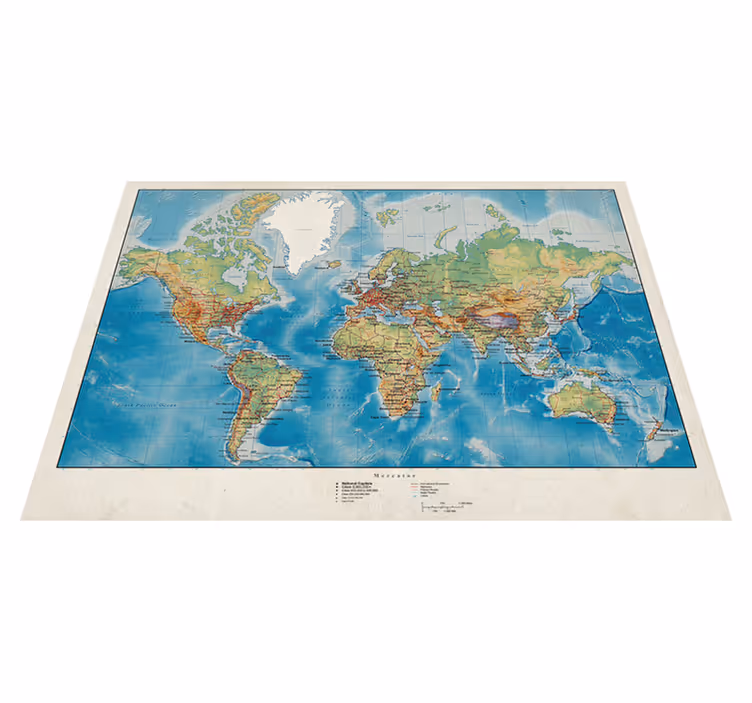World map vinyl carpet mercator style - TenStickers