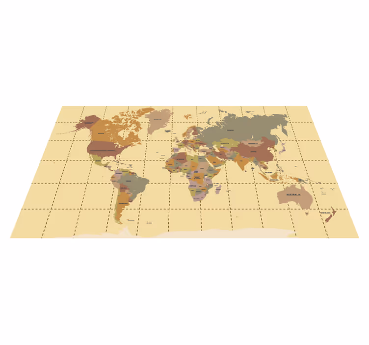 Beige vintage world map vinyl carpet - TenStickers