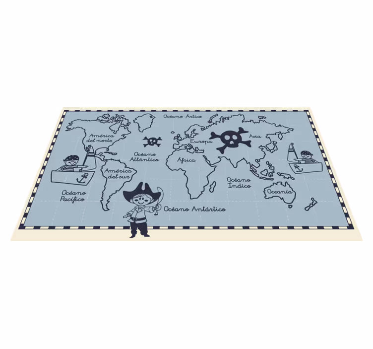 World map vinyl carpet pirate design - TenStickers