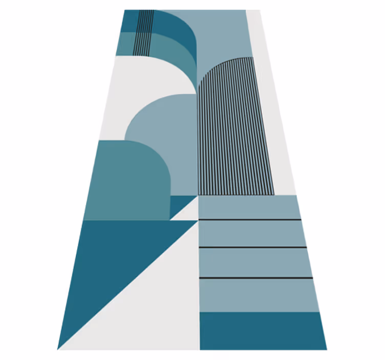 Modern vinyl carpet in blue geometric urban design - TenStickers