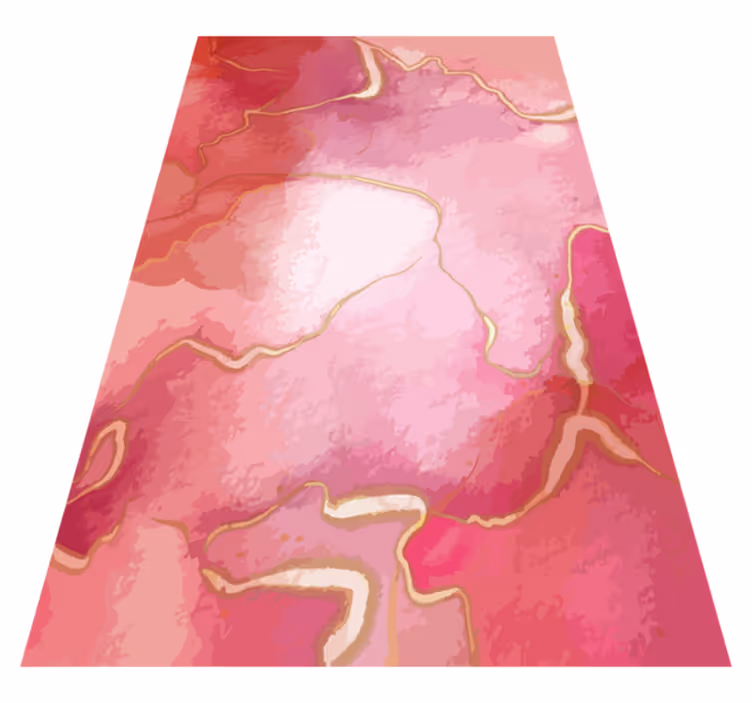 Modern vinyl carpet in pink and gold marble effect - TenStickers