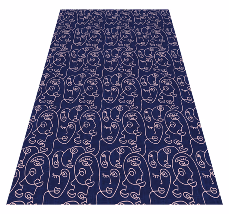 Texture vinyl carpet featuring abstract blue women - TenStickers