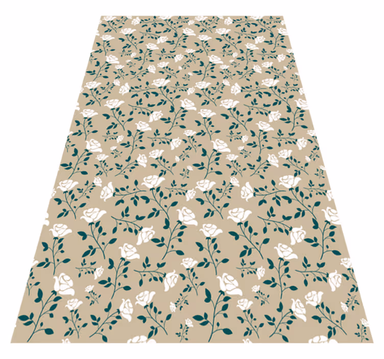 Vintage vinyl carpet with white rose pattern - TenStickers