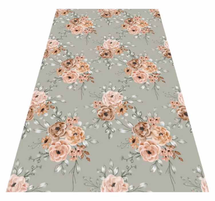 Vintage vinyl carpet with mint green rose design - TenStickers