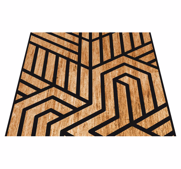 Texture vinyl carpet in wooden geometry design - TenStickers