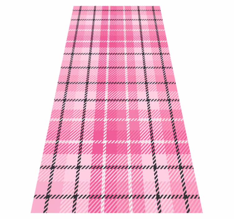 Vintage vinyl carpet in pink and black tartan - TenStickers