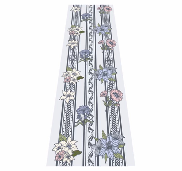 Vintage vinyl carpet in floral vintage stripe design - TenStickers