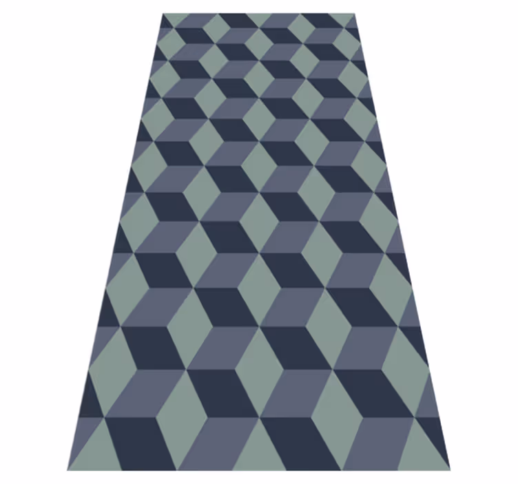 Vintage vinyl carpet with retro cube pattern in blue - TenStickers