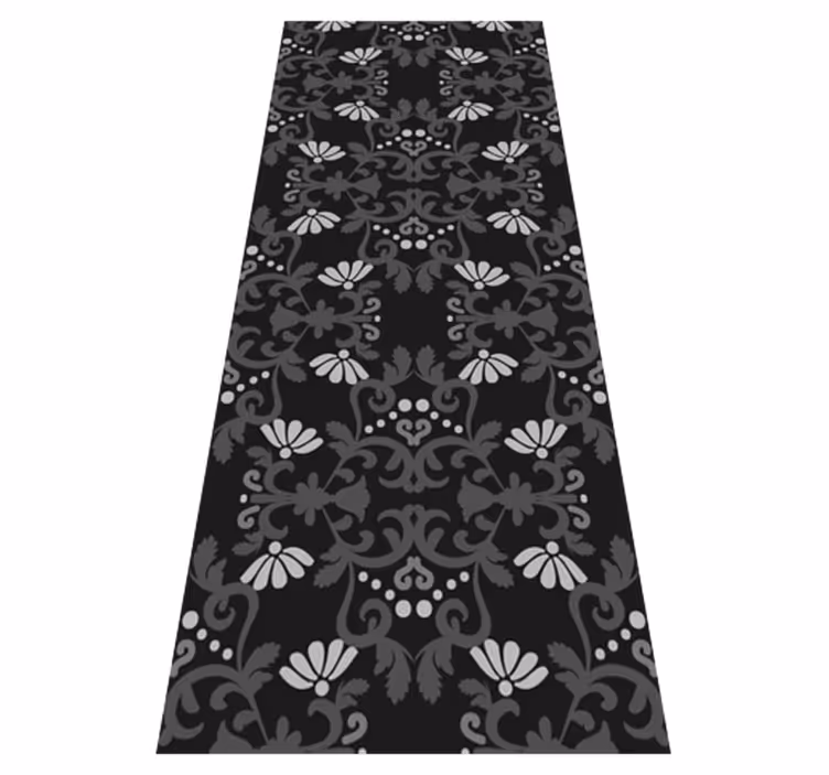 Vintage vinyl carpet in black classical damask style - TenStickers