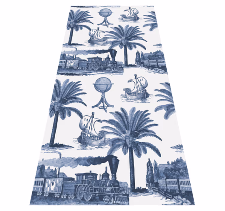 Vintage vinyl carpet french blue vintage pattern - TenStickers