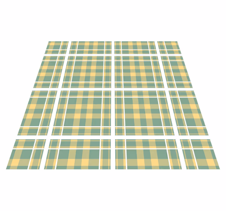 Vintage vinyl carpet in yellow green white gingham - TenStickers