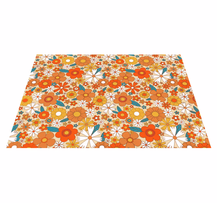 Vintage vinyl carpet with multicolor 70s blooms - TenStickers