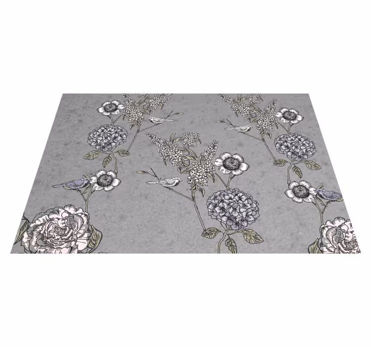 Vintage vinyl carpet grey vintage twigs with birds - TenStickers