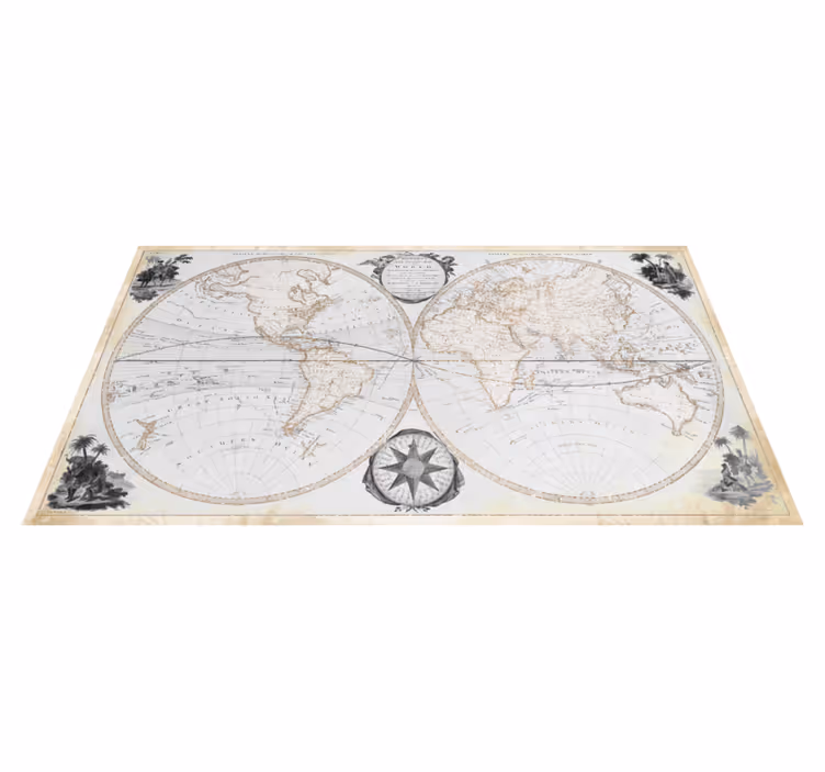 World map vinyl carpet watercolor vintage map - TenStickers