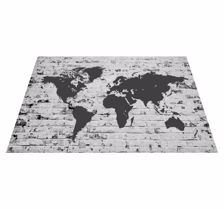 World map vinyl carpet white brick design - TenStickers