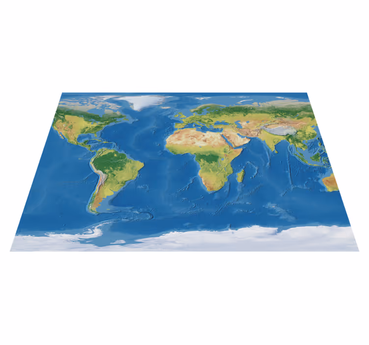 World map vinyl carpet geographic realistic map - TenStickers